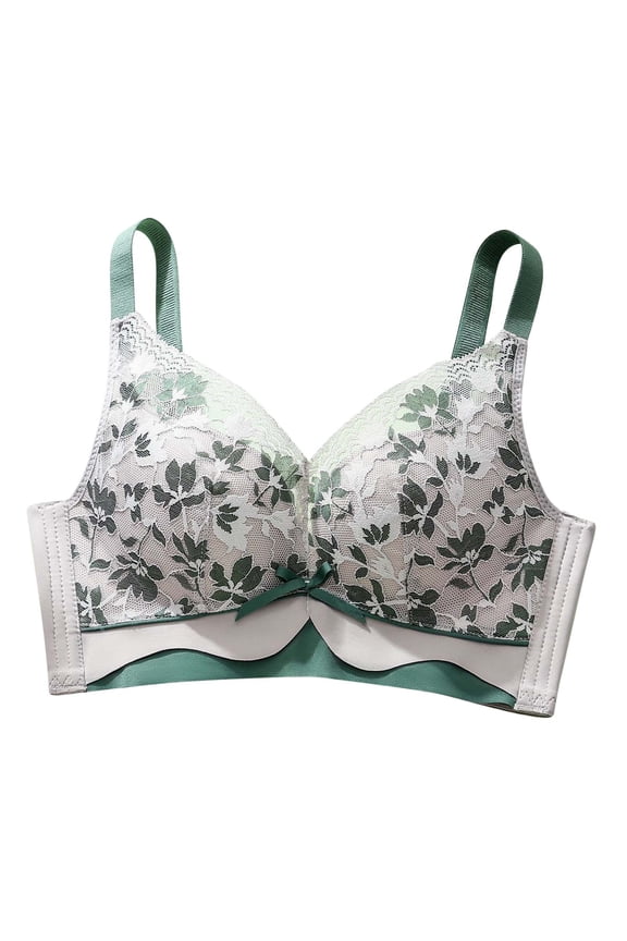 Soft Cotton Front Buckle Bra for Women Plus Size Non-Wire Printed Tank Top Casual Everyday Wear Lingerie for Comfort #Green,38c