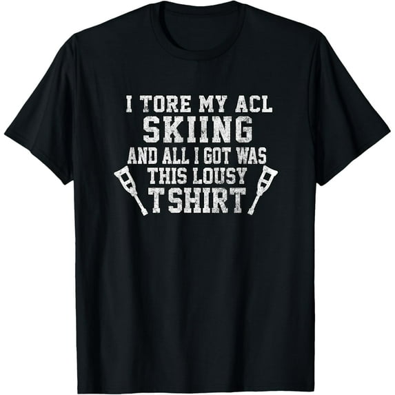 Soft Cotton - Funny Knee Surgery Torn ACL Skiing Distressed Look T-Shirt T-Shirt