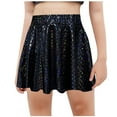 thumbnail image 1 of Soft Cotton Girls Summer Skirt in Clearance Children's Shiny Dance Dress Short Skirt High Waist Pleated A-Line Mini Skort New Black 7 Years, 1 of 3
