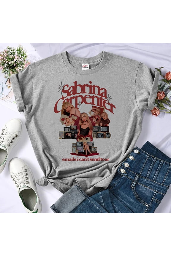 Soft Cotton Graphic Tee, 2000s Inspired Women's Fashion, Casual Aesthetic Look Unisex Casual Outfit, Gift for Lover, Music RnB Singer Shirt SPORT GREY