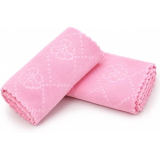 Soft Cotton Hand Towels Pack of 2 – Absorbent Reusable Washcloths for Bathroom, Kitchen & Face, Quick Dry, Machine Washable, 10 x 10 Inch (Pink)