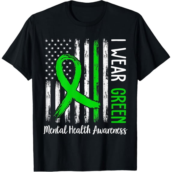 Soft Cotton - In May I Wear Green Ribbon Mental Health Awareness T-Shirt
