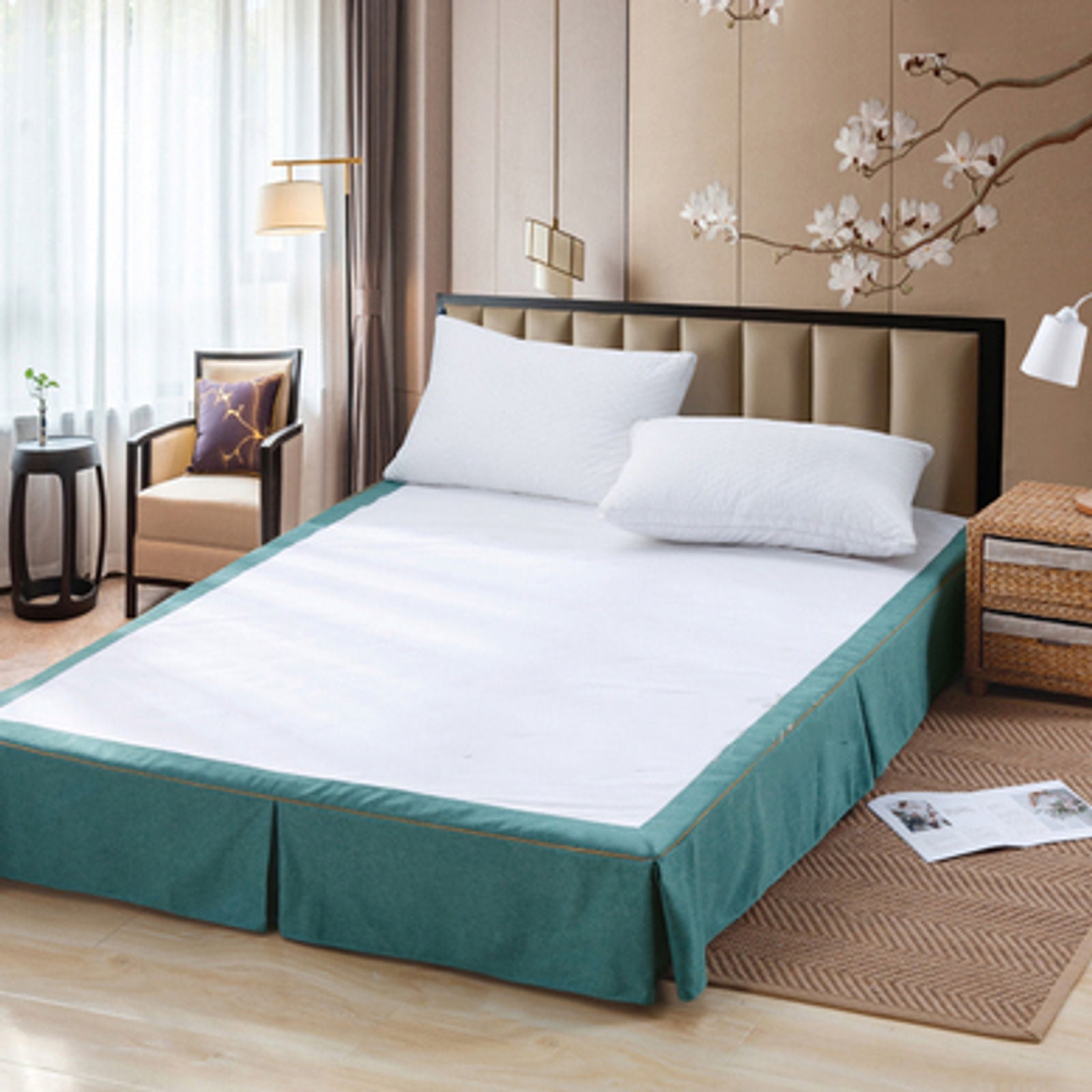 Soft Cotton Linen Bed Base Cover，Single Double Bed Cover，Fade Resistant