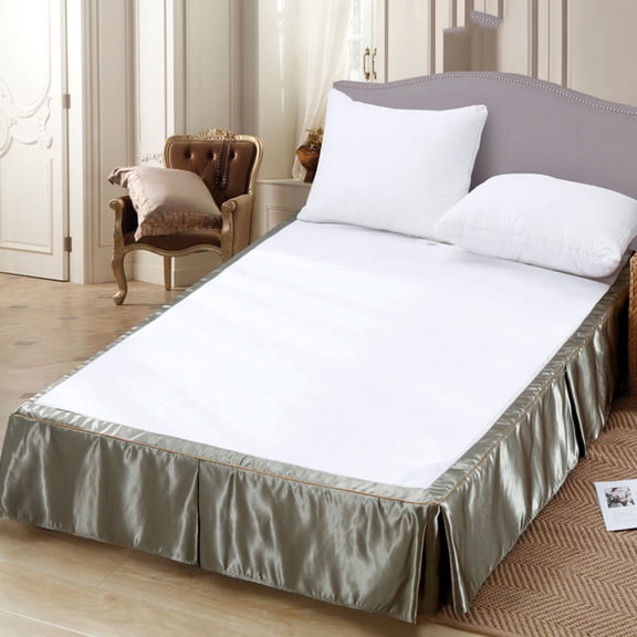 Soft Cotton Linen Bed Base Cover,Single Double Bed Cover,Fade Resistant Dustproof Bed Skirt For Family Hotel,Washable-Smoke gray-(100*200+25)cm