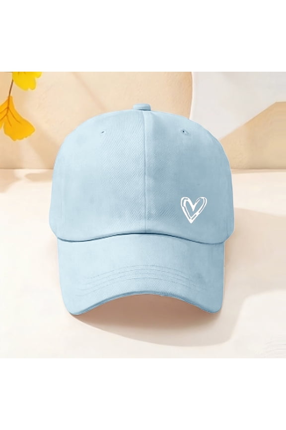 Soft Cotton Low Profile Dad Cap with Heart Embroidery Distressed Craft Adjustable Strap Baseball Cap for All Adult Daily Wear