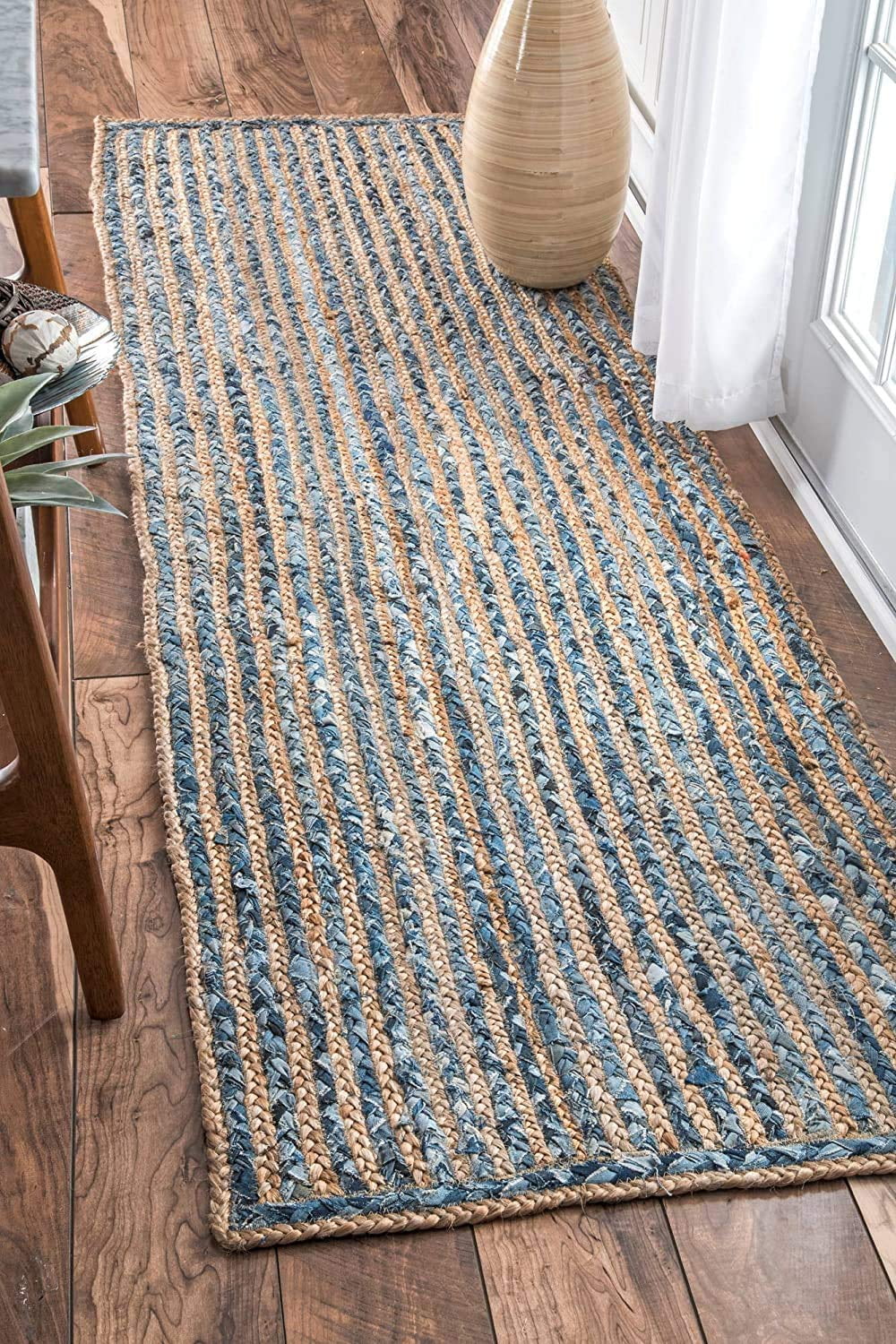 Soft Cotton with Natural Jute Area Rug , Perfect for Living Room, Bedroom, Entryway, or Nursery – Farmhouse, Boho, and Modern Décor Styles Size - 4 x 10 Feet (120 cm x 300 cm)