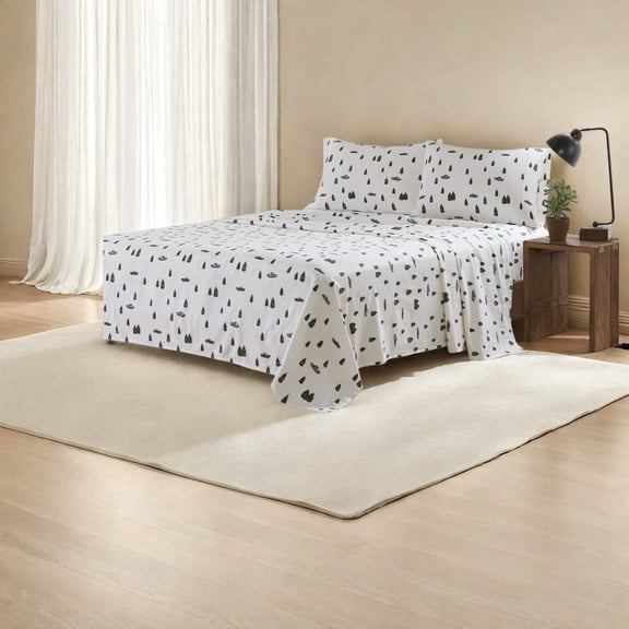 Soft Cotton Queen Sheets And Sheet Sets Green Trees Trucks for Home
