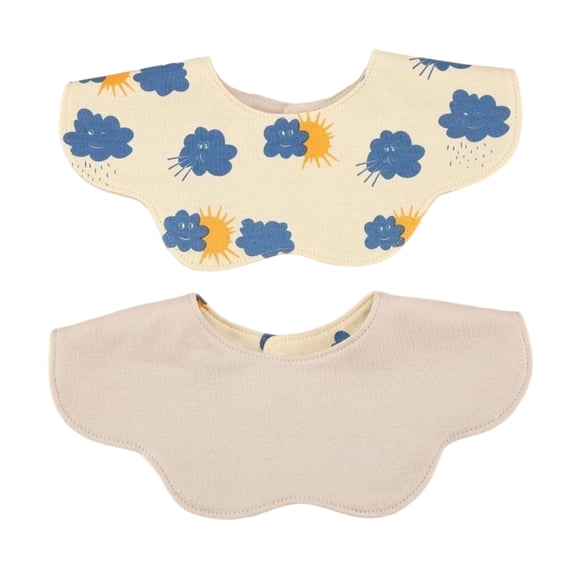 Soft Cotton Reversible Infant Bib with 360 Petal Shape for Messy Eating Machine Washable Various Design Saliva Towel