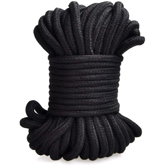 Soft Cotton Rope-32 feet 10m Multi-Function Natural Durable Long Rope (Black)by GIXUSIL