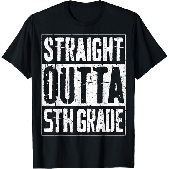 Soft Cotton - Straight Outta 5th Grade Shirt Kids Fifth Grade Graduation T-Shirt
