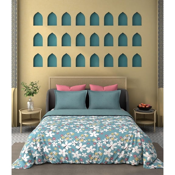 Soft Cotton Super King Size Bedsheet With 2 Large Size Pillow Covers - 108 X 108 Inches, Multicolor | 240 Thread Count Suitable For All Seasons & Easy To Wash