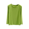 thumbnail image 1 of Soft Cotton T-Shirts for Women Spring Fall Base Tee Shirt Crew Neck Top Solid Color Casual Lightweight Tshirts (M, Green 01), 1 of 7
