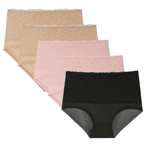 Soft Cotton Underwear Women Cotton Underwear Women, 5PC Women Lace High Waisted Body Shaper Shorts Shapewear Panties