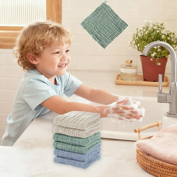 Soft Cotton Washcloths, 6 Pack Face Towels, 100% Cotton Absorbent Multicolor Washcloth Set for Bath, Travel, Gym