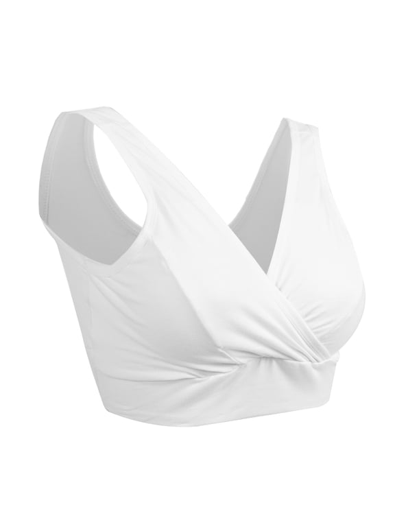 Soft Cotton Wireless Nursing Bra Comfortable Maternity Sleep Bralette White L