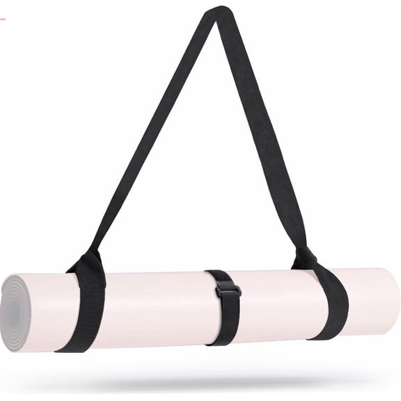 Soft Cotton Woven Yoga Mat Carrier Strap in Black with Anti-slip Feature