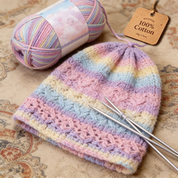 Soft Cotton Yarn for Crocheting & Knitting 175Yards,Rainbow Thread Yarn Worsted Weight Yarn 50g/1.76oz Machine Washable for Knitting Hats,Sweater,Scarves,Crafts,Home Decorations,DIY Toys Supplies