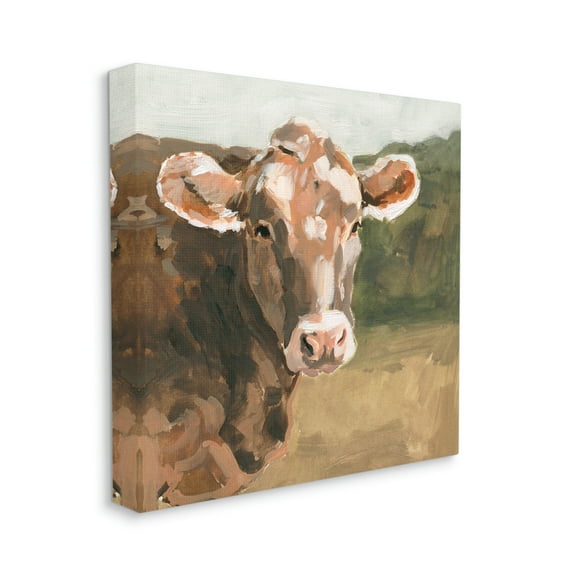 Soft Country Meadow Cow Quaint Farm Animal Animals & Insects Gallery-Wrapped Canvas Print Wall Art, 17x17