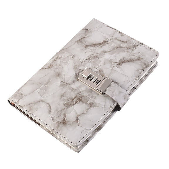Soft Cover Marble Password Book, Creative Lockable Notebook for Students, Premium Prize Journal with Combination Lock, A5 Spiral Bound Diary
