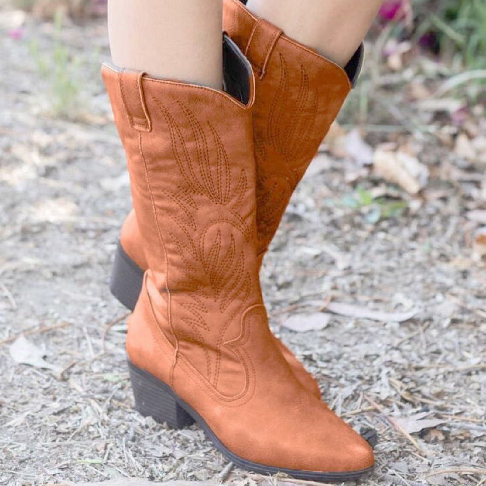 Soft Cowboy Boots for Women Wide Calf Rhinestone Cowgirl Boots