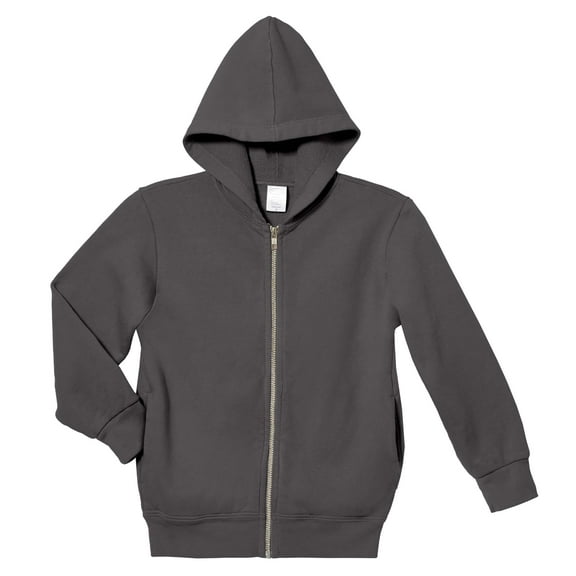 Soft  Cozy 100% Cotton Fleece Zip Hoodie with Inner Pockets | Charcoal