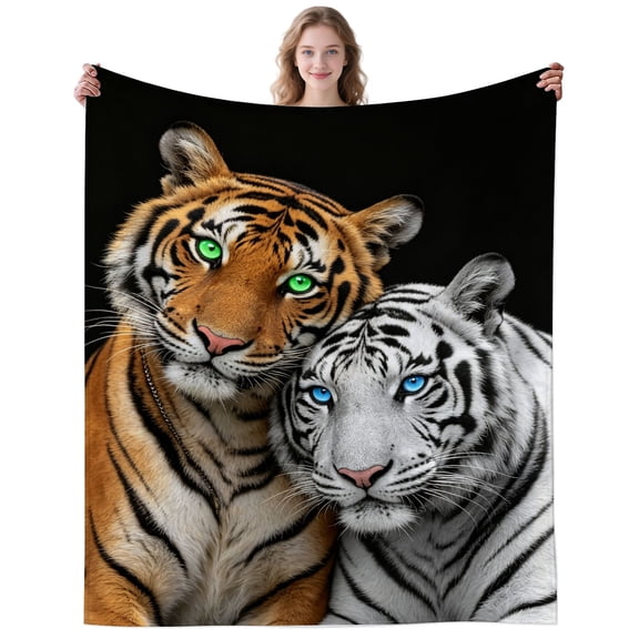 Soft Cozy Black White Tigers Throw Blanket for Couch Home Cool Tigers Blankets Gifts for Women Men Adults Tigers Lovers Decor Birthday Gifts 50×40 Inch