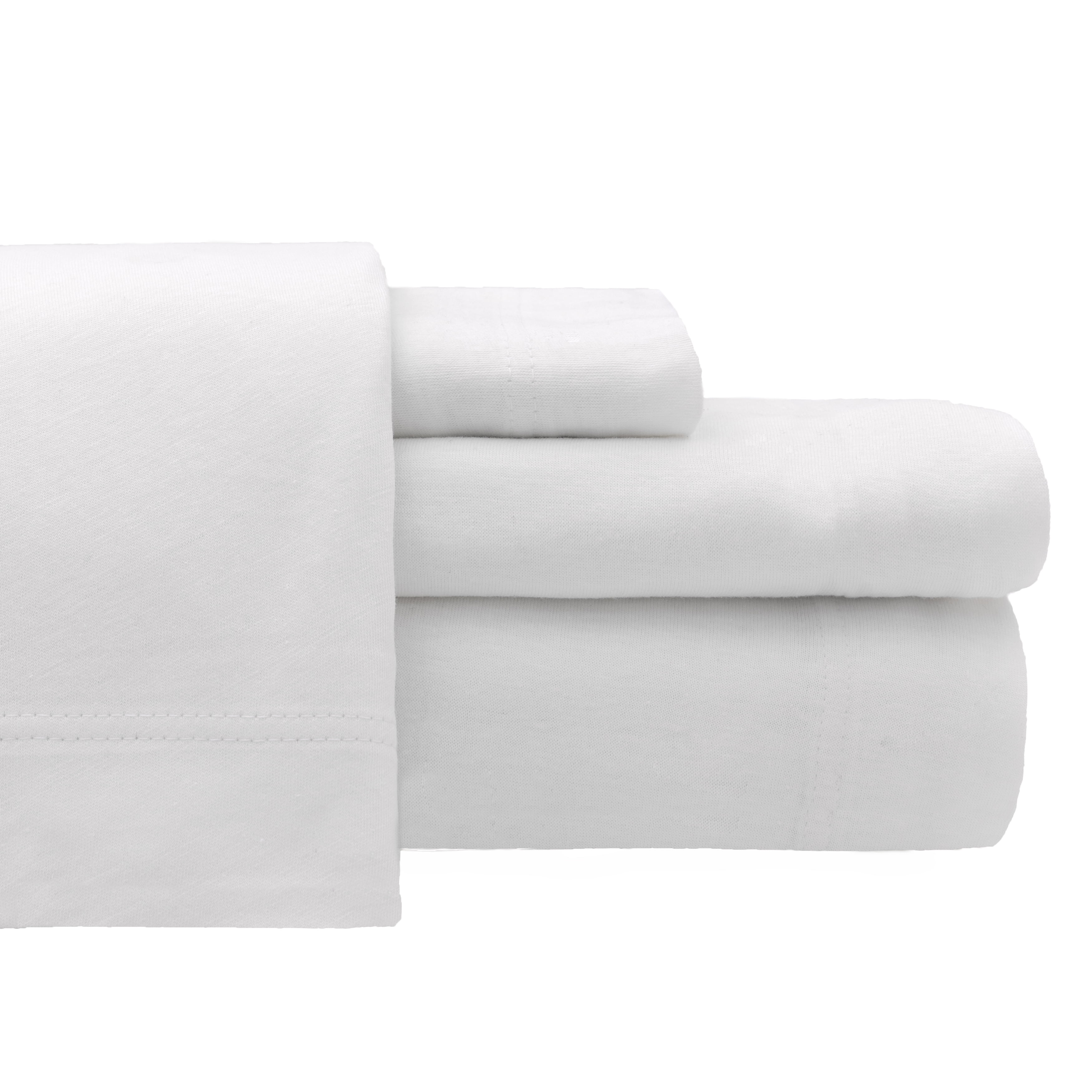 Twin White Cotton Jersey Sheet Set for Kids
