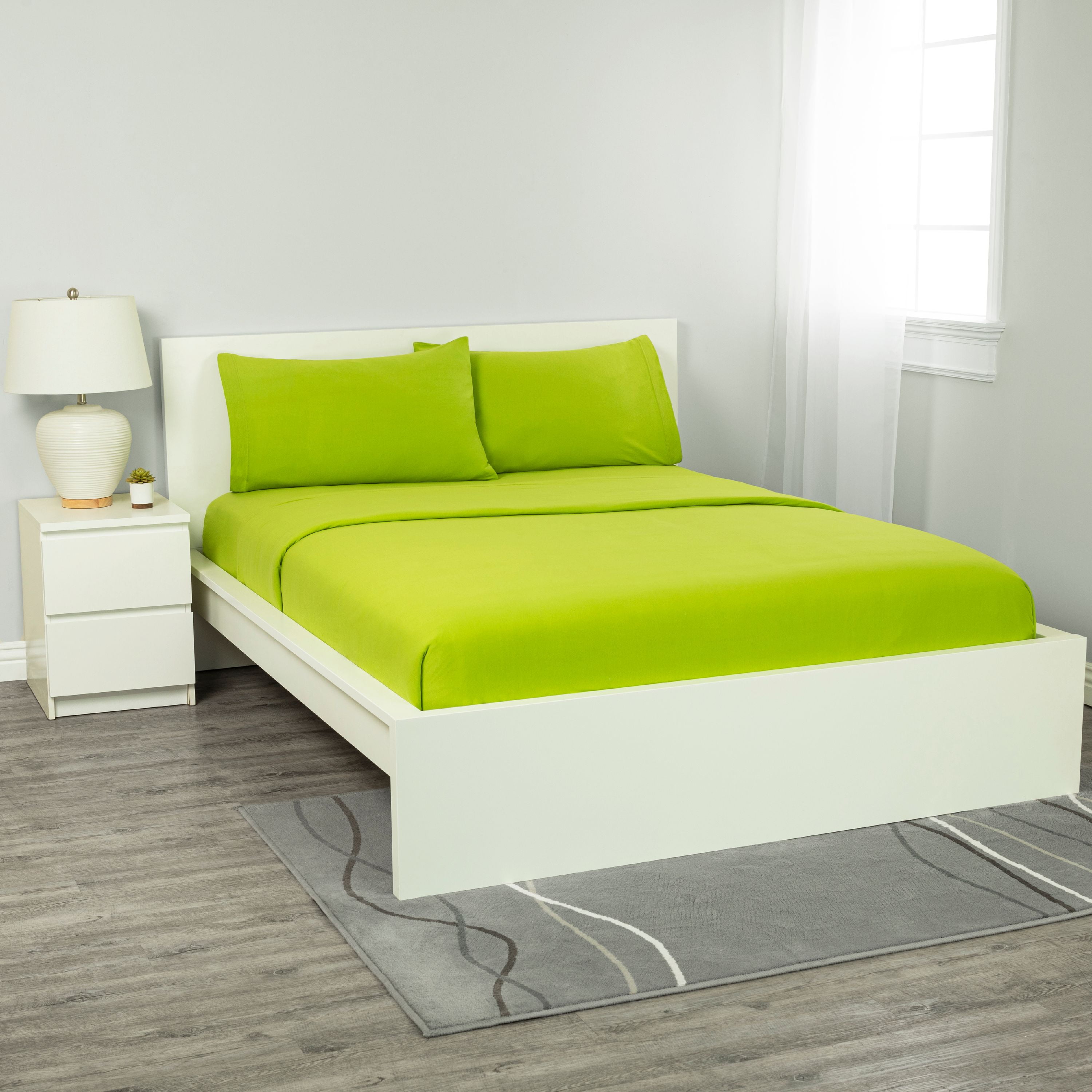 California King Lime Green Cotton Jersey Sheet Set