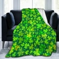 thumbnail image 1 of Soft Cozy Flannel Fleece Blanket for All Seasons St Patrick''s Day Shamrock Lightweight Throw Blanket for Bed/Couch/Sofa/Camping- Green Lucky Shamrocks Irish Clover 60"X50", 1 of 6