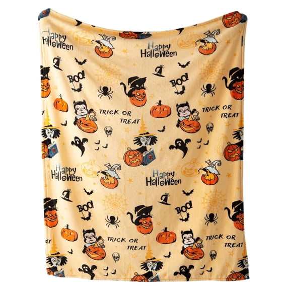 Soft Cozy Halloween Blanket,Spooky Pumpkin Witch Flanne Fleece Throw Blanket for Couch Bed Home Decoration Gifts for 50"x60"