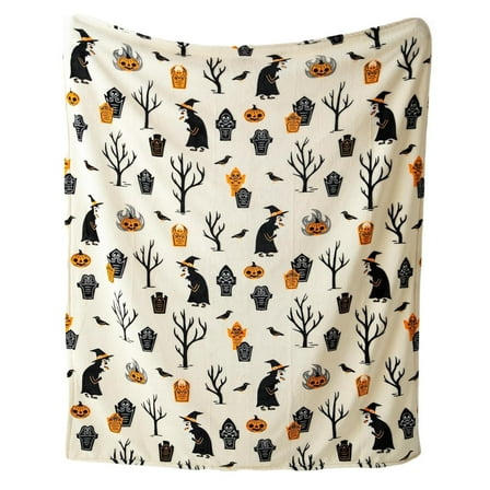 Soft Cozy Halloween Blanket,Spooky Pumpkin Witch Flanne Fleece Throw Blanket for Couch Bed Home Decoration Gifts  for 50"x60"