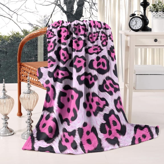 Soft & Cozy Leopard Print Flannel Fleece Throw Blanket - Bed Blanket for Couch, Room Decor, Lightweight & Fluffy, 50x60 inches
