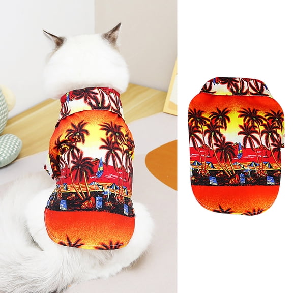 Soft Cozy Pet Clothes Pet Summer T Shirts Hawaii Style Floral Cat Shirt Hawaiian Printed Pet T Shirts Breathable Cool Clothes Beach Seaside Puppy Shirt Sweatshirt For Small Cat