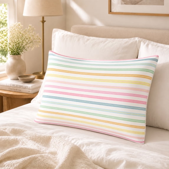 Soft Cozy Pillow Cover ,Modern Vertical Stripes Watercolor Lumbar Pillowcase , Contemporary Home Decor for Sofa Bed Living Room Bedroom