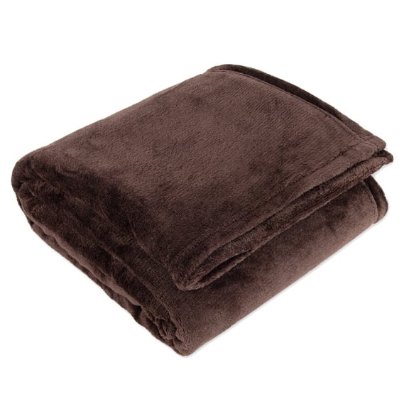Soft Cozy Plush 60”L x 50”W Lightweight Reversible Microfiber Sherpa Throw Blanket for Adults, Kids, Pets, Beds, Couches and Loveseats in Brown