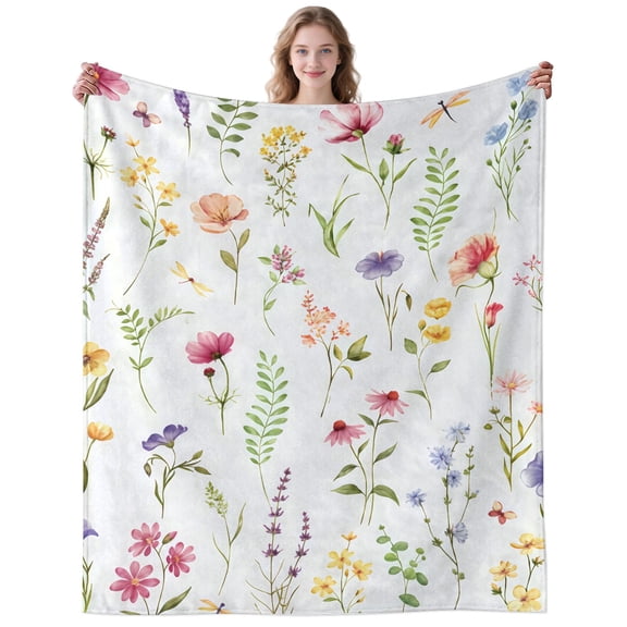 Soft Cozy Plush Colorful Floral Throw Blanket for Bedding Sofa Camping Floral Blankets Gifts for Women Men Adults Florals Lovers Decor Birthday Gifts 50×40 Inch
