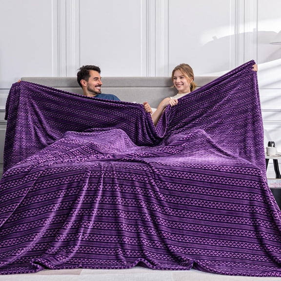 Soft Cozy Seamless Oversized King Fleece Blanket, 3D Jacquard Decorative Giant 10'x10' California King Blanket Extra Large for Bed, Sofa, Couch, Travel, Dark Grey Chain