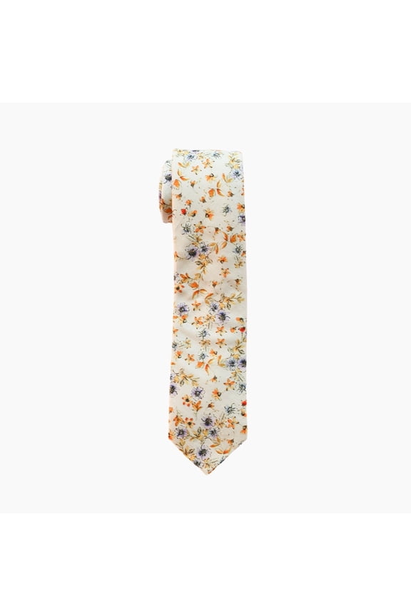 Soft Cream Floral Necktie for Sophisticated Men