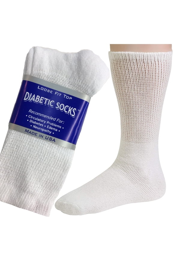 Soft Creswell 3 Pairs White Diabetic Crew Socks 10-13 Size MADE IN USA