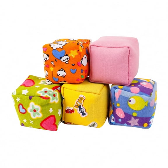 Soft Cube Toss and Catch Game Set, 6-Pack Educational Sensory Plush Blocks, Durable Indoor and Outdoor Activity Toys, 3.94 Inch