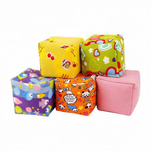 Soft Cube Toss and Catch Game Set, 6-Pack Educational Sensory Plush Blocks, Durable Indoor and Outdoor Activity Toys, 3.94 Inch