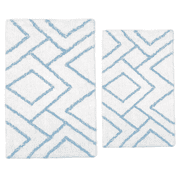 Soft&Cuddly 2pc Modern Blue Bath Mat Set | Soft Bathroom Rug | Non-Slip, Ultra-Absorbent, Quick-Dry & Machine Washable | Stylish Decorative Shower Mat