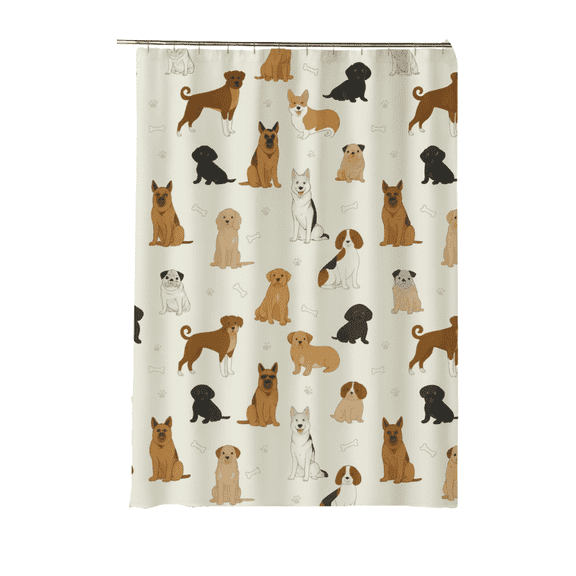 Soft&Cuddly Dogs Galore Shower Curtain | Dog Themed Bathroom Decor | Water-resistant & Durable Shower Curtain | Cute Bathroom Decor | Machine Washable