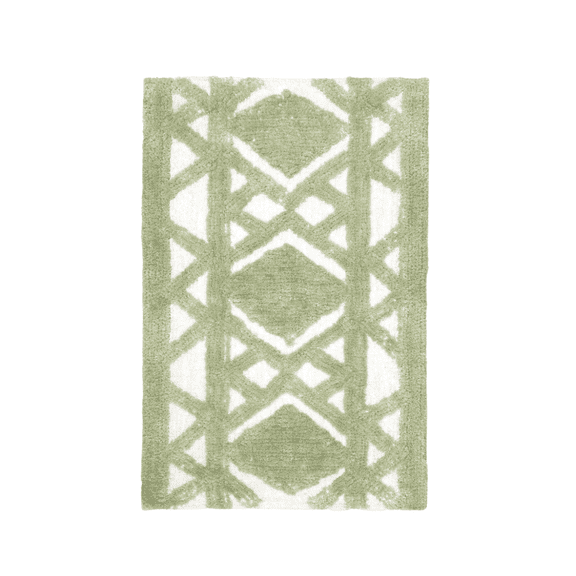 Soft&Cuddly Green Lattice 20 inch x 30 inch Bath Mat | Soft Bathroom Rug | Non-Slip, Ultra-Absorbent, Quick-Dry & Machine Washable | Stylish Geometric Decorative Shower Mat