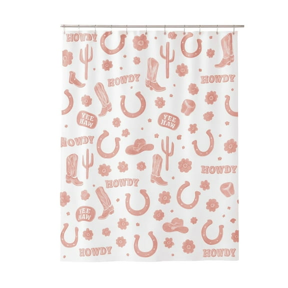 Soft&Cuddly Pink Cowgirl Shower Curtain | Pink Rodeo Bathroom Decor | Water-resistant & Durable Shower Curtain | Fun Western Themed Bathroom Decor | Machine Washable