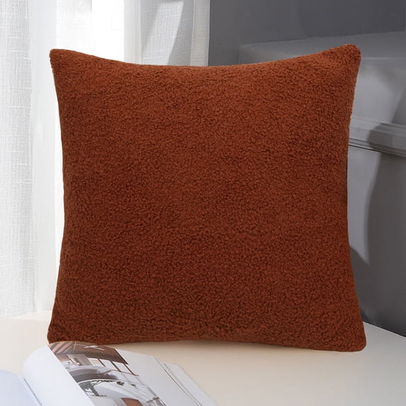 Soft Curly Faux Pillow Cover with Zipper for Couch, Sofa, or Bed - 17 x 17 Inch Decorative Cushion Case