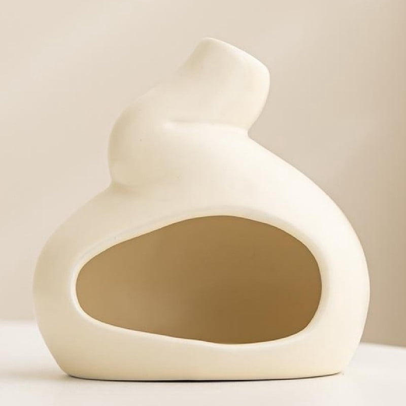Soft Curved Minimalist Ceramic Palo Santo Holder Incense Burner -Modern Decor Holder for Holy Wood Sticks/Cones | Nordic Calm Home Accent for Energy Cleansing, Meditation-Cream White