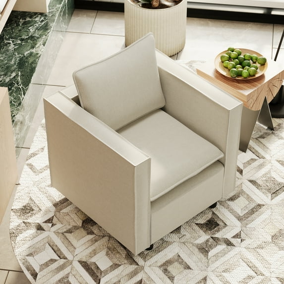 Soft Cushion Armchair  Ideal Decorative Sofa Chair for Reading Room or Cozy Corners，Beige