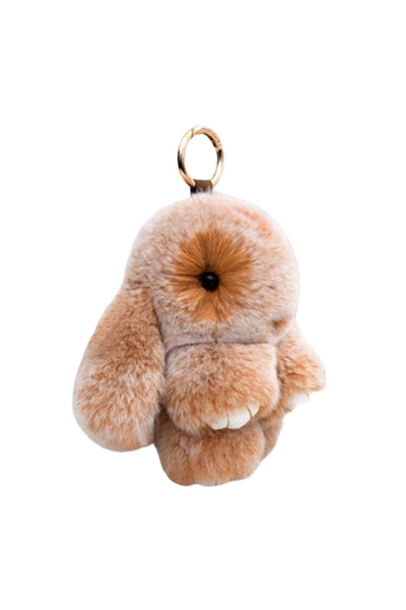 Soft Cute Bunny Keychain Artificial Rabbit Fur Plush Fluffy Pom pom Key Ring for Women