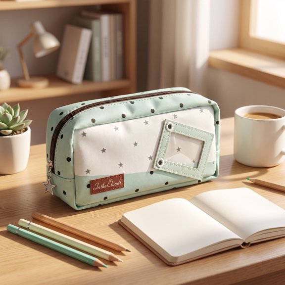 Soft Cute Polka Macaron Pen Bag Large Capacity Student Stationery Organizer Zipper Pouch for Office Travel Home Desk Storage Bag Portable Pen Case